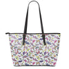 Spring Butterfly Pattern Print Leather Tote Bag