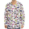 Spring Butterfly Pattern Print Long Sleeve Baseball Jersey