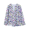 Spring Butterfly Pattern Print Long Sleeve Short Coat