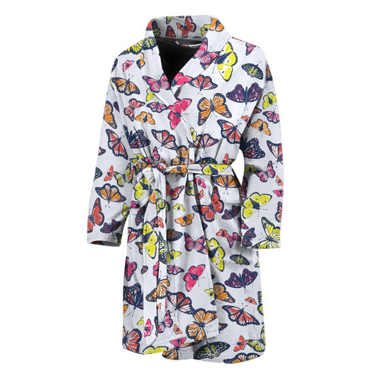 Spring Butterfly Pattern Print Men's Bathrobe