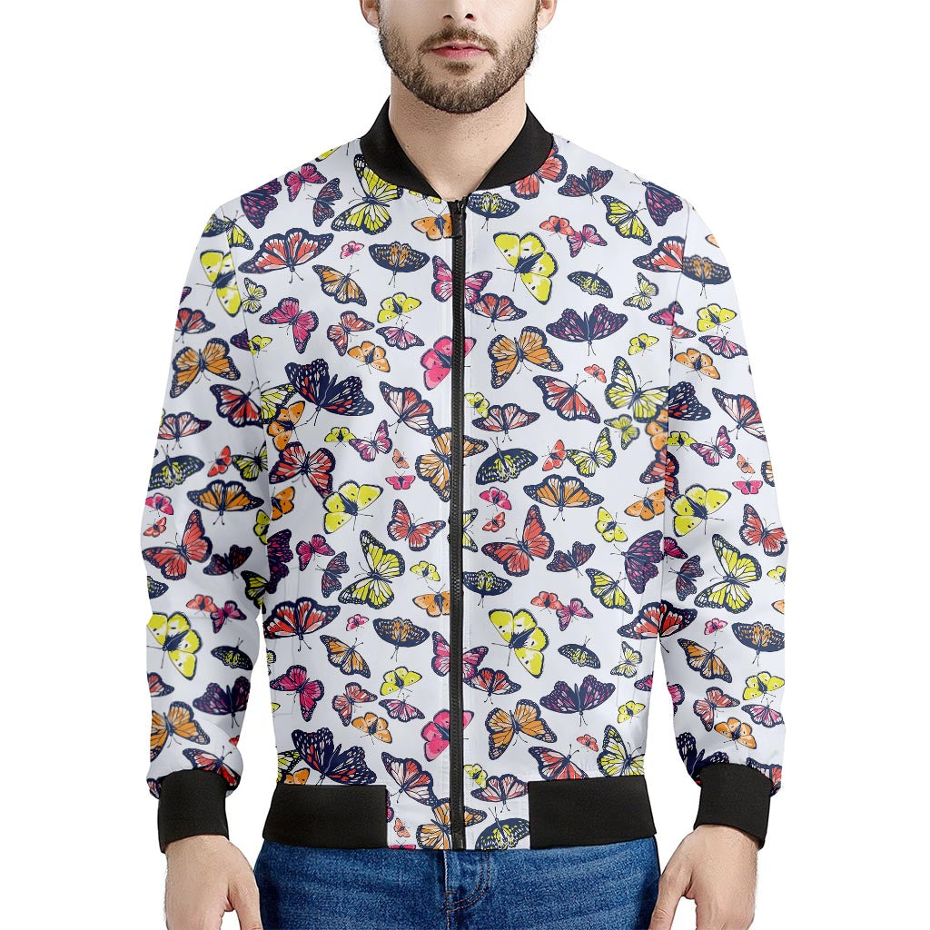 Spring Butterfly Pattern Print Men's Bomber Jacket