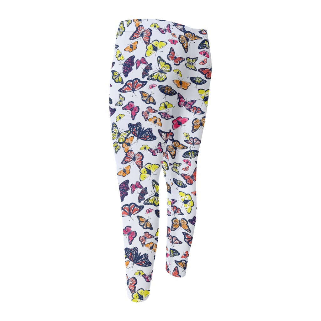 Spring Butterfly Pattern Print Men's Compression Pants