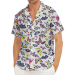 Spring Butterfly Pattern Print Men's Deep V-Neck Shirt