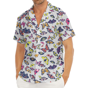 Spring Butterfly Pattern Print Men's Deep V-Neck Shirt