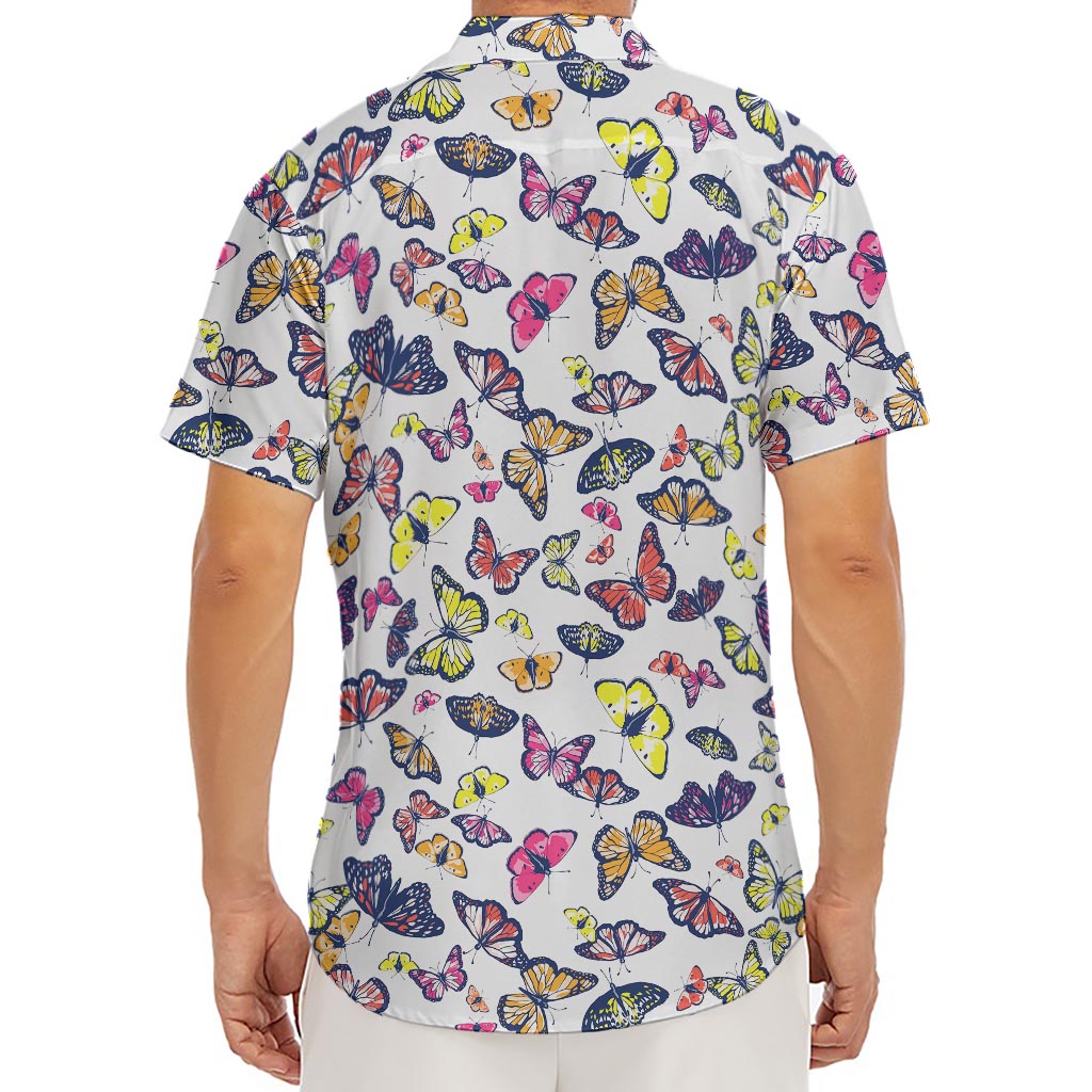 Spring Butterfly Pattern Print Men's Deep V-Neck Shirt