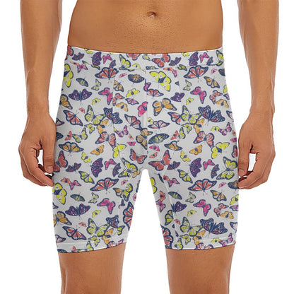 Spring Butterfly Pattern Print Men's Long Boxer Briefs