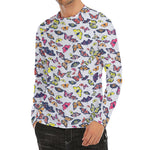 Spring Butterfly Pattern Print Men's Long Sleeve Rash Guard