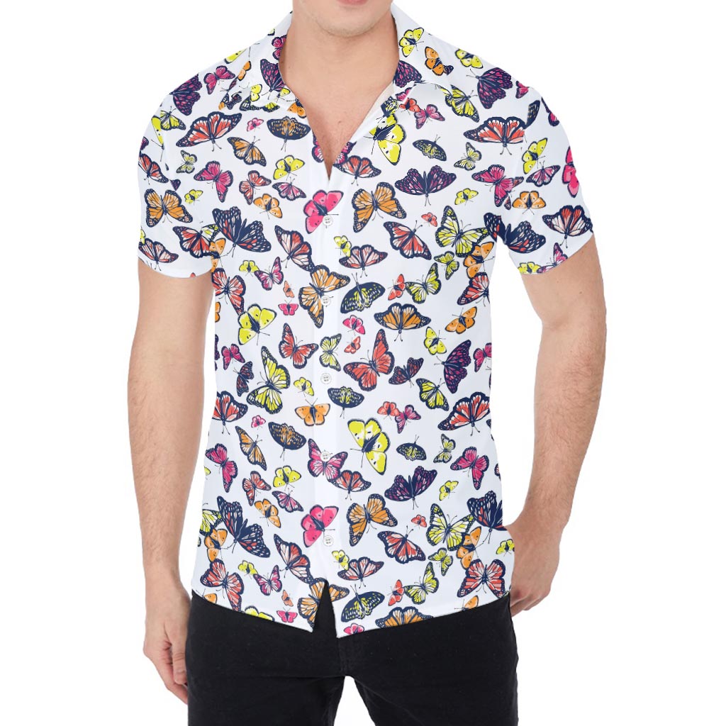 Spring Butterfly Pattern Print Men's Shirt