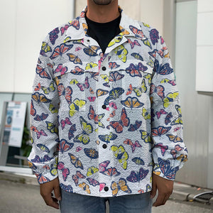 Spring Butterfly Pattern Print Men's Shirt Jacket