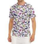 Spring Butterfly Pattern Print Men's Short Sleeve Rash Guard