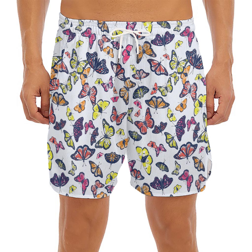 Spring Butterfly Pattern Print Men's Split Running Shorts