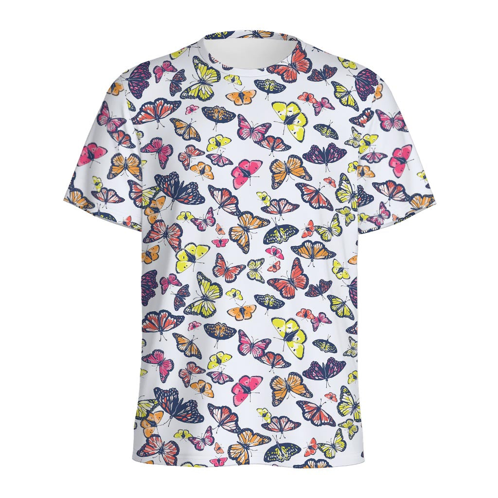 Spring Butterfly Pattern Print Men's Sports T-Shirt