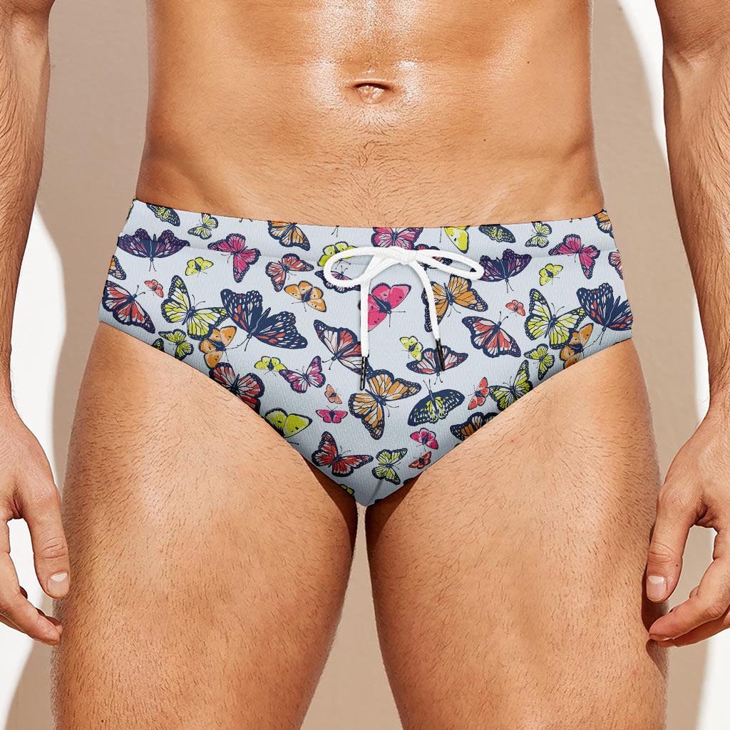 Spring Butterfly Pattern Print Men's Swim Briefs