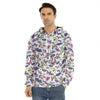 Spring Butterfly Pattern Print Men's Velvet Pullover Hoodie