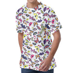 Spring Butterfly Pattern Print Men's Velvet T-Shirt