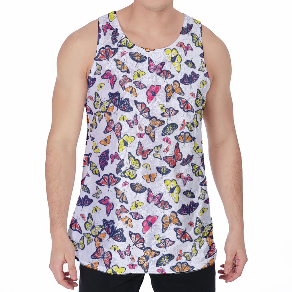 Spring Butterfly Pattern Print Men's Velvet Tank Top