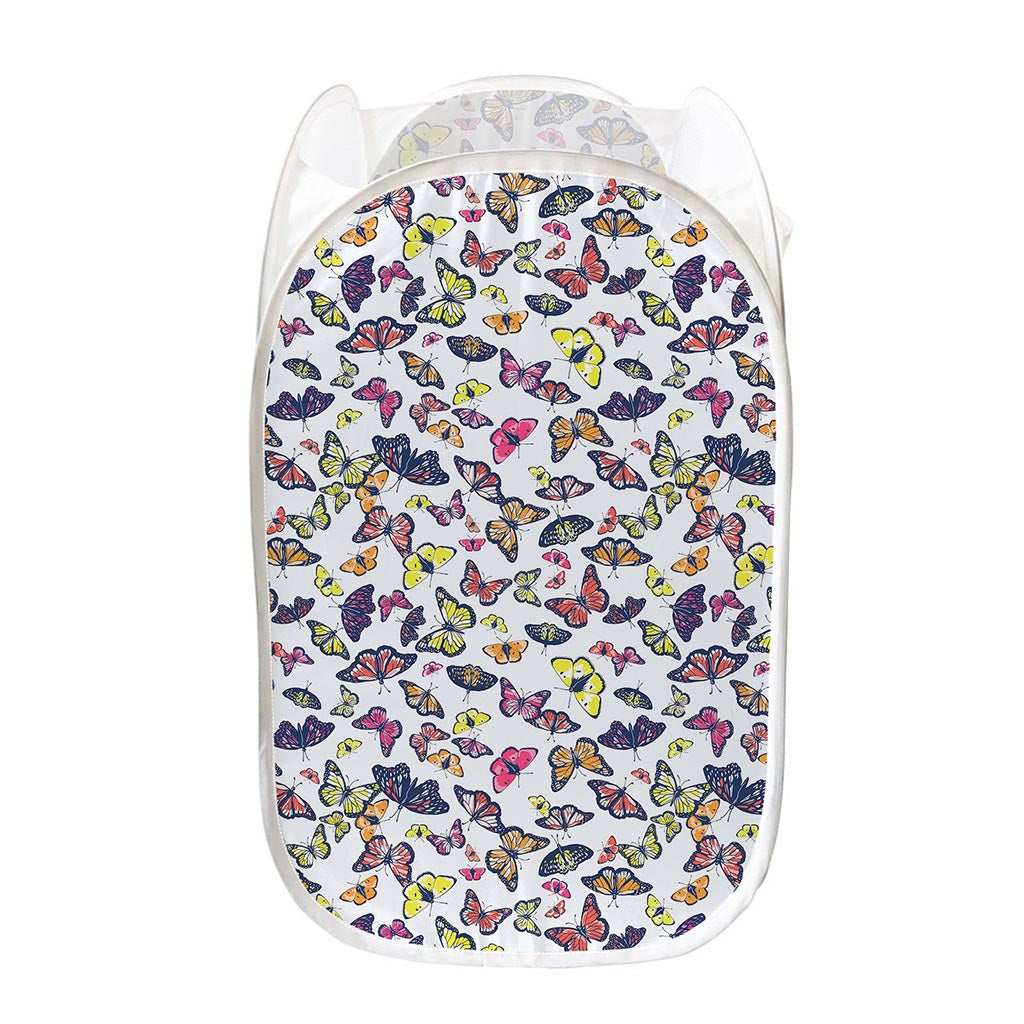 Spring Butterfly Pattern Print Mesh Laundry Hamper