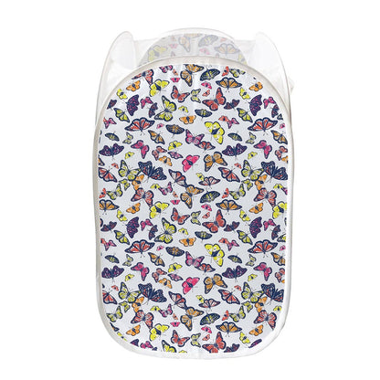 Spring Butterfly Pattern Print Mesh Laundry Hamper
