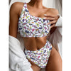 Spring Butterfly Pattern Print One Shoulder Bikini Top