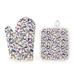 Spring Butterfly Pattern Print Oven Mitt And Pot Holder Set