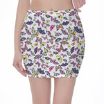 Spring Butterfly Pattern Print Pencil Mini Skirt