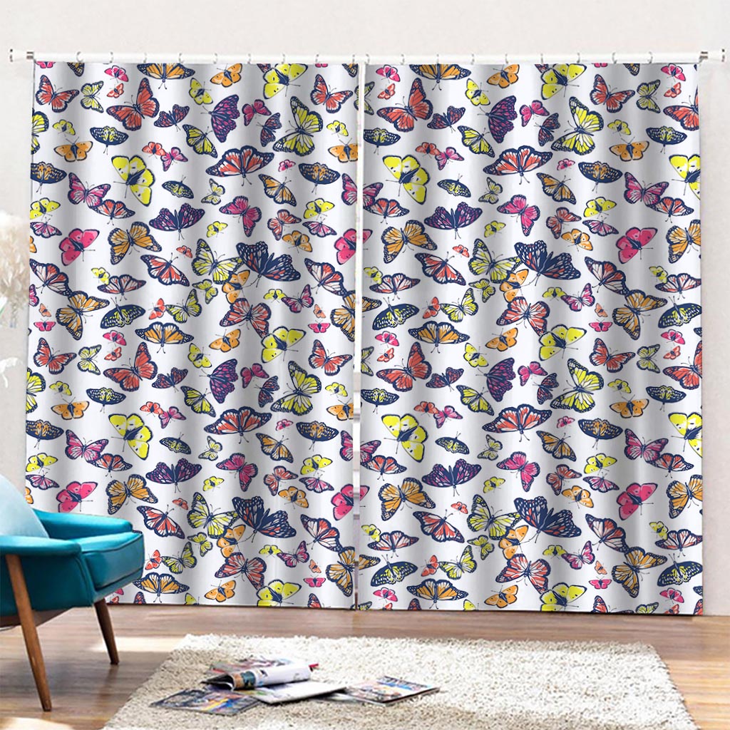 Spring Butterfly Pattern Print Pencil Pleat Curtains