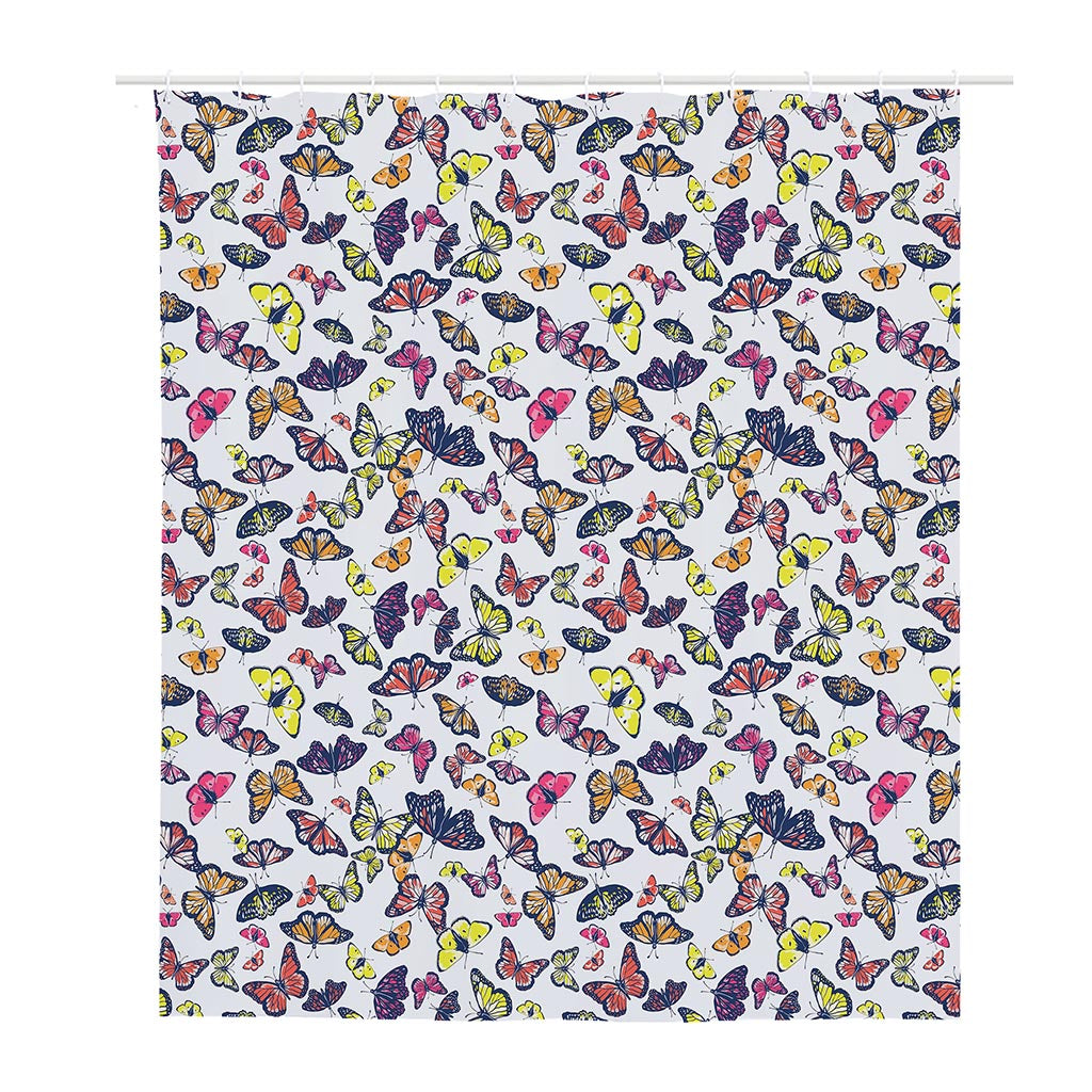 Spring Butterfly Pattern Print Polyester Shower Curtain