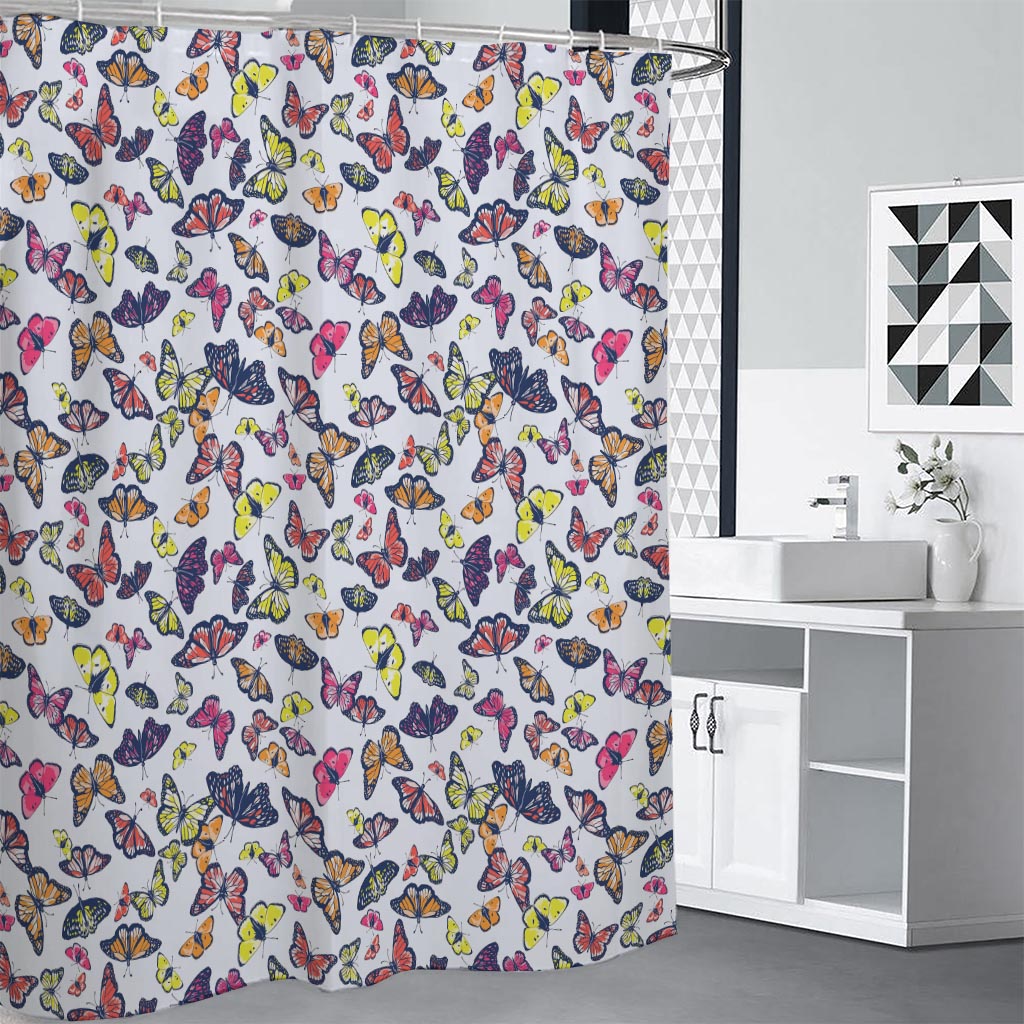 Spring Butterfly Pattern Print Premium Shower Curtain