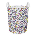 Spring Butterfly Pattern Print Round Laundry Basket