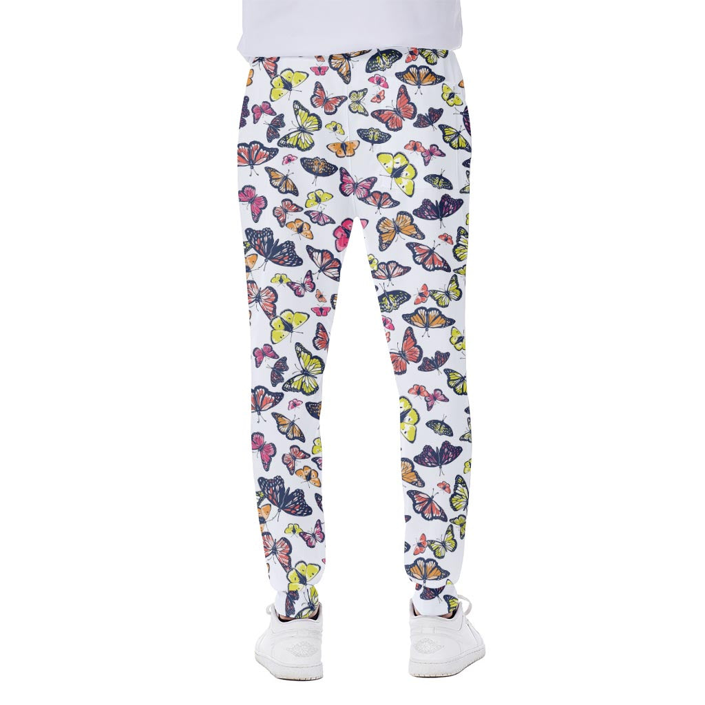 Spring Butterfly Pattern Print Scuba Joggers