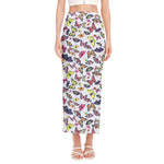 Spring Butterfly Pattern Print Side Slit Maxi Skirt