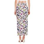 Spring Butterfly Pattern Print Side Slit Maxi Skirt