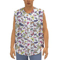 Spring Butterfly Pattern Print Sleeveless Baseball Jersey