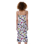 Spring Butterfly Pattern Print Slim Fit Midi Cami Dress