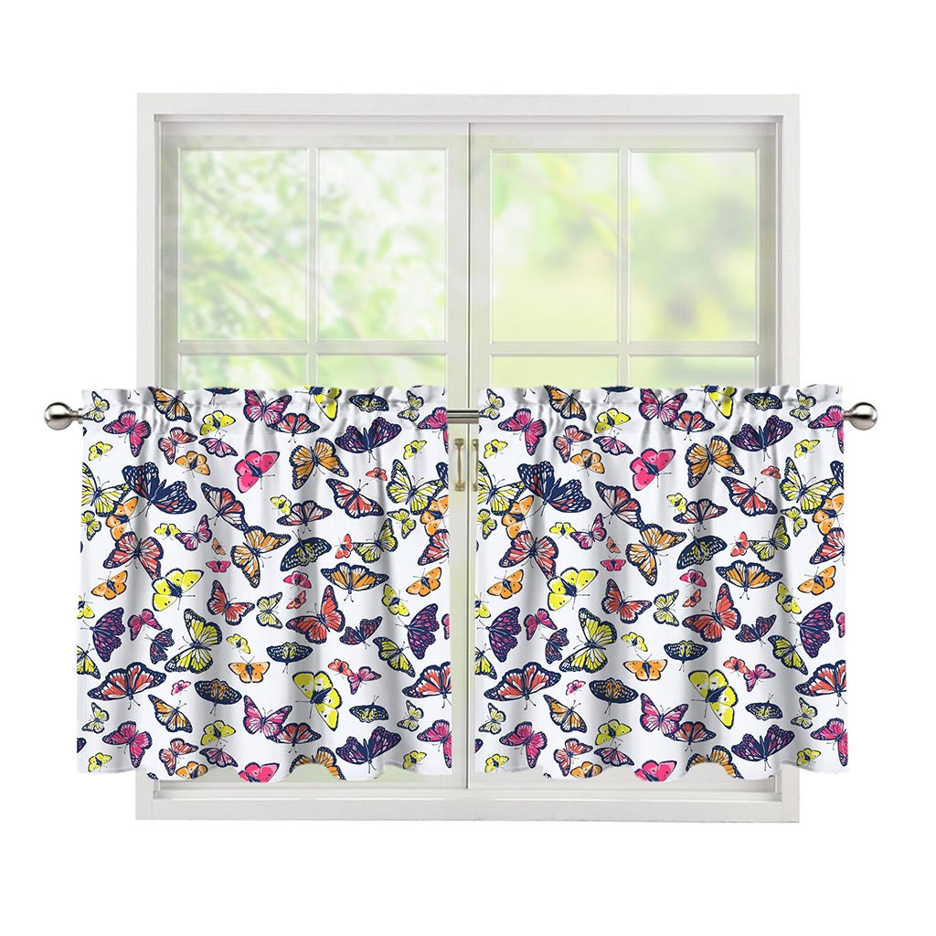 Spring Butterfly Pattern Print Tier Curtains