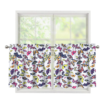 Spring Butterfly Pattern Print Tier Curtains