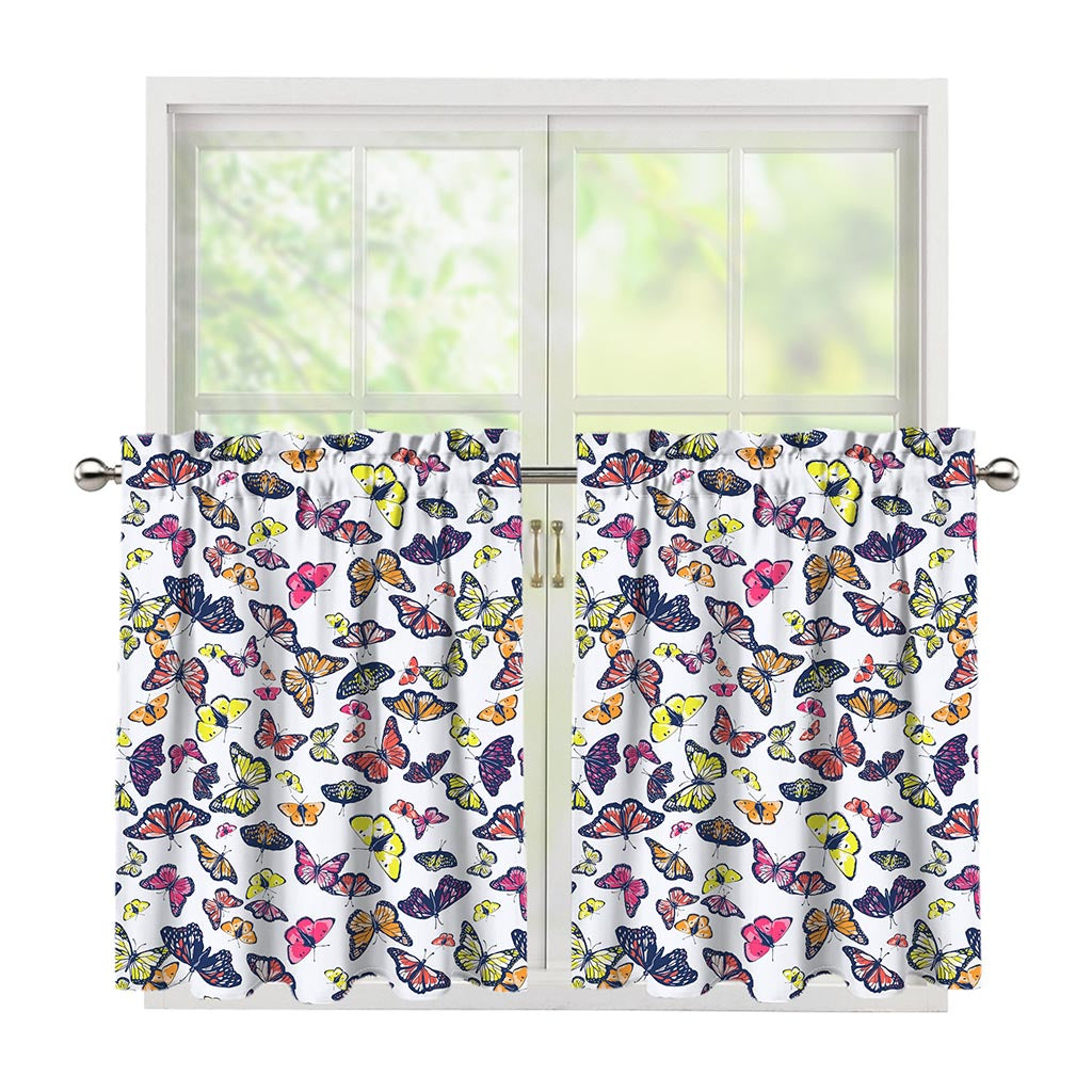 Spring Butterfly Pattern Print Tier Curtains