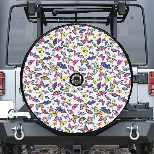 Spring Butterfly Pattern Print Tire Cover With Camera Hole