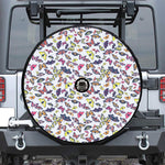 Spring Butterfly Pattern Print Tire Cover With Camera Hole