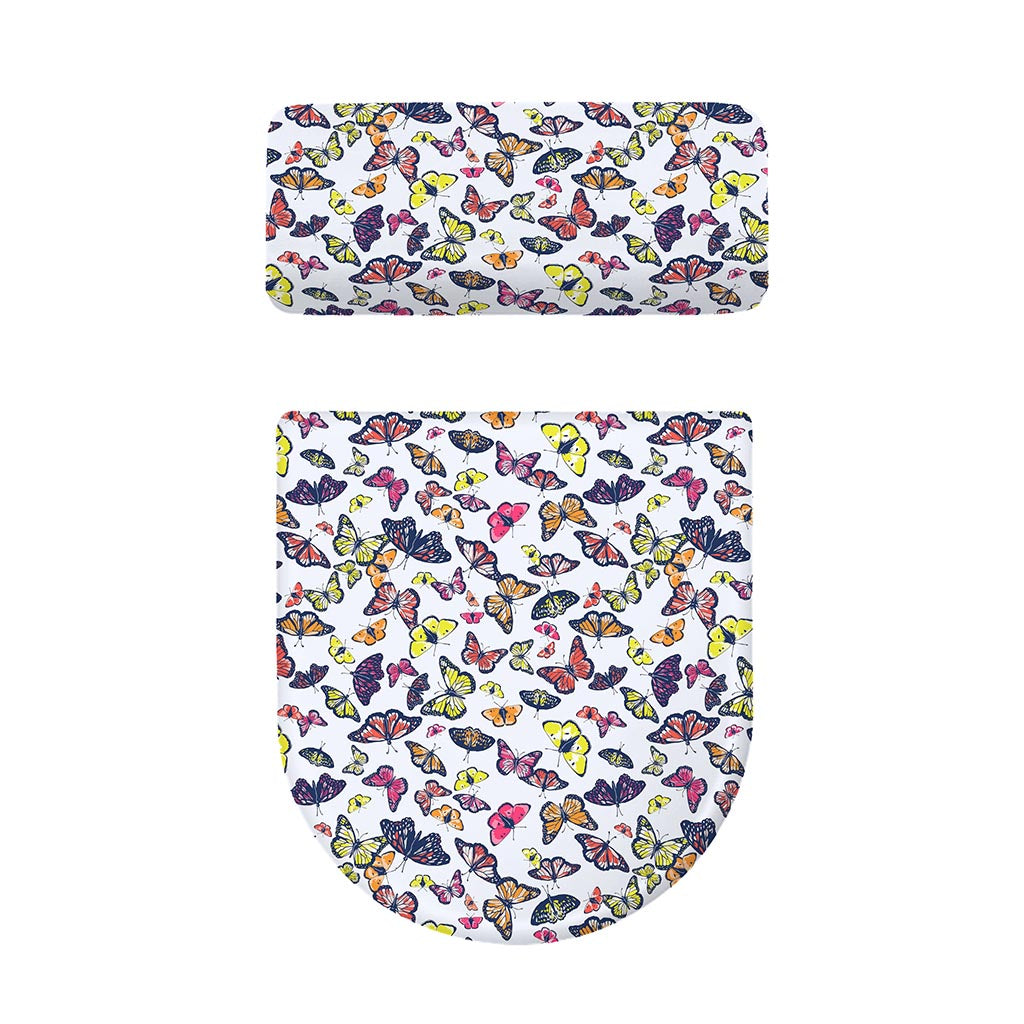 Spring Butterfly Pattern Print Toilet Lid And Tank Cover Set