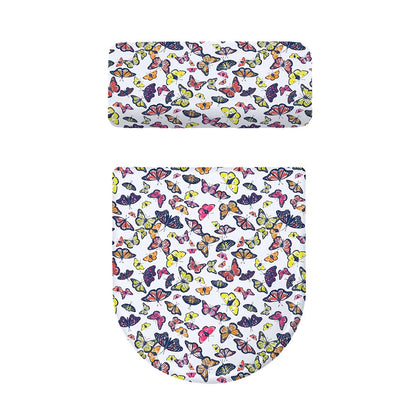Spring Butterfly Pattern Print Toilet Lid And Tank Cover Set