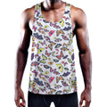 Spring Butterfly Pattern Print Men's Workout Tank Top