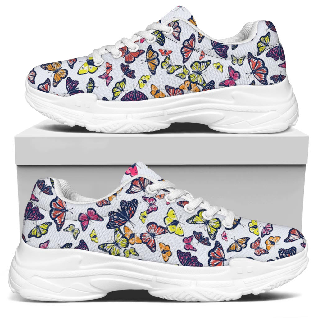 Spring Butterfly Pattern Print White Chunky Shoes