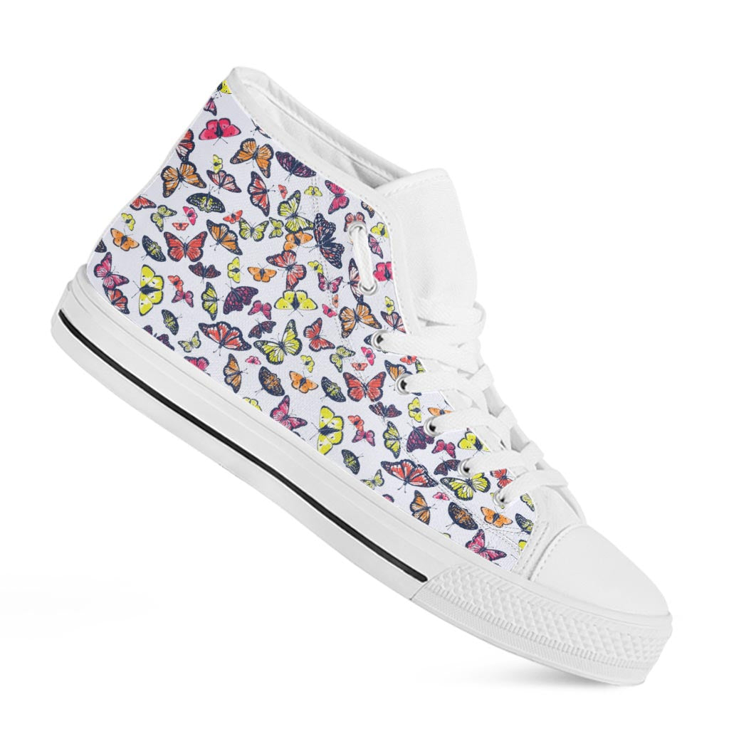 Spring Butterfly Pattern Print White High Top Sneakers