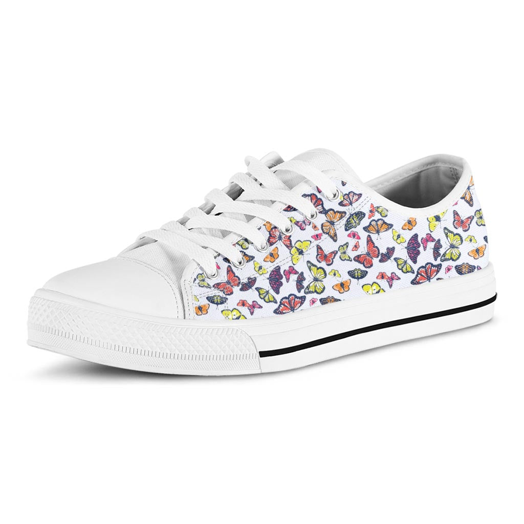 Spring Butterfly Pattern Print White Low Top Sneakers