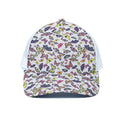 Spring Butterfly Pattern Print White Mesh Trucker Hat