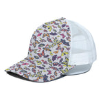 Spring Butterfly Pattern Print White Mesh Trucker Cap