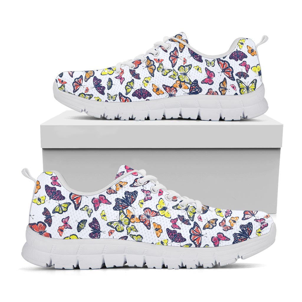 Spring Butterfly Pattern Print White Running Shoes