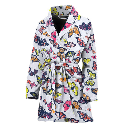 Spring Butterfly Pattern Print Women's Bathrobe