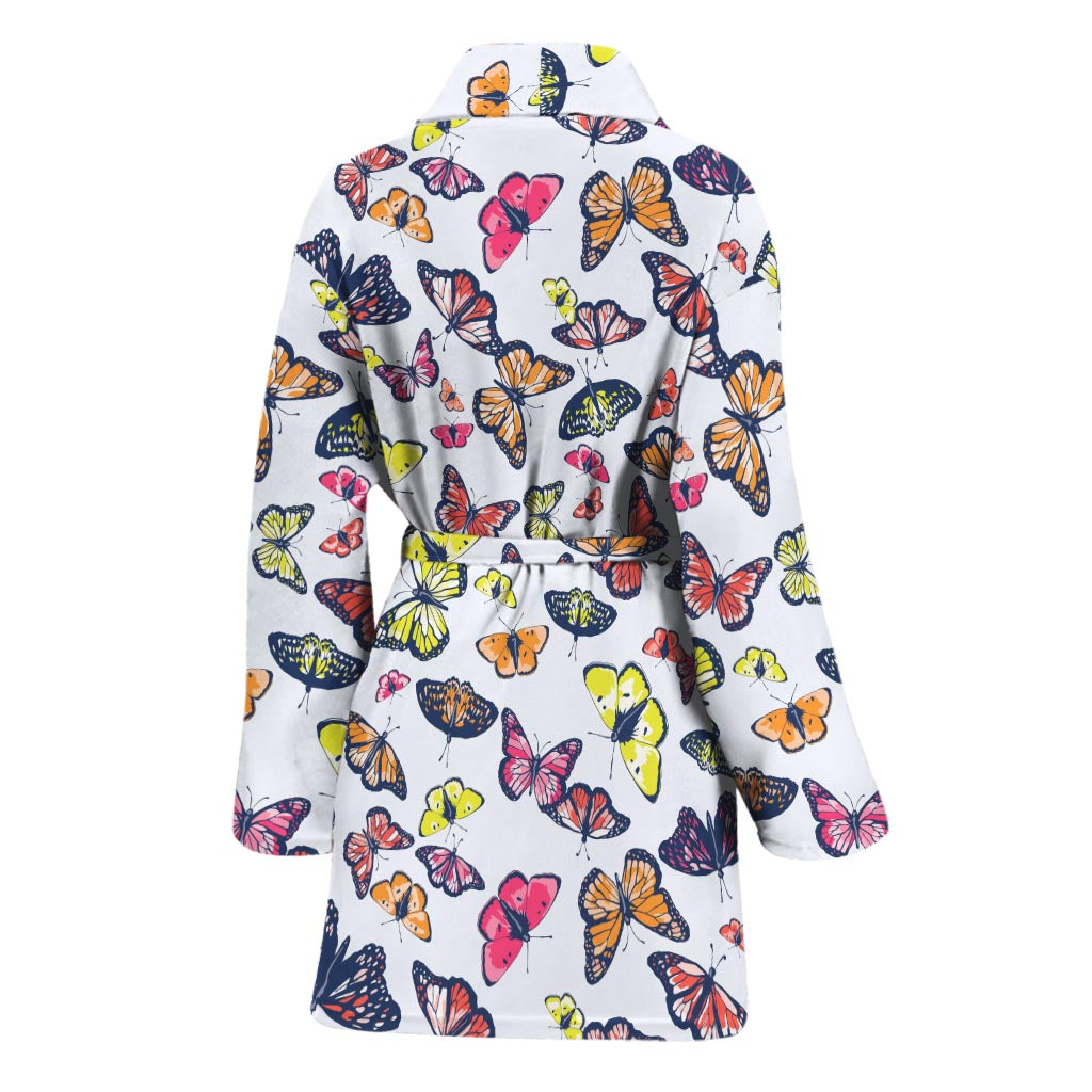 Spring Butterfly Pattern Print Women's Bathrobe